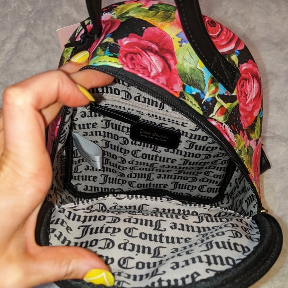 Nwt Juicy Couture Black Multi Rose Juicy Billboard SM Backpack - Picture 8 of 16